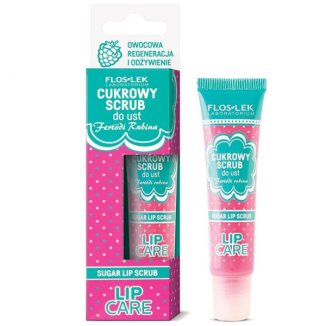 Flos-Lek Lip Care, cukrowy scrub do ust, zapach malinowy, 14 g - zdjęcie produktu