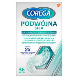 Corega Tabs Podwójna siła, tabletki do czyszczenia protez zębowych, 36 tabletek - zdjęcie produktu