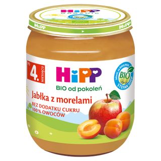 HiPP Owoce Bio, jabłka z morelami, po 4 miesiącu, 125 g - zdjęcie produktu