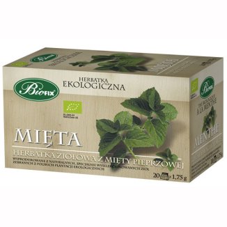 Bi Fix, Peppermint, liść mięty pieprzowej, herbatka ekologiczna, 20 saszetek Bi Fix, Peppermint, liść mięty pieprzowej, herbatka ekologiczna, 20 saszetek - zdjęcie produktu