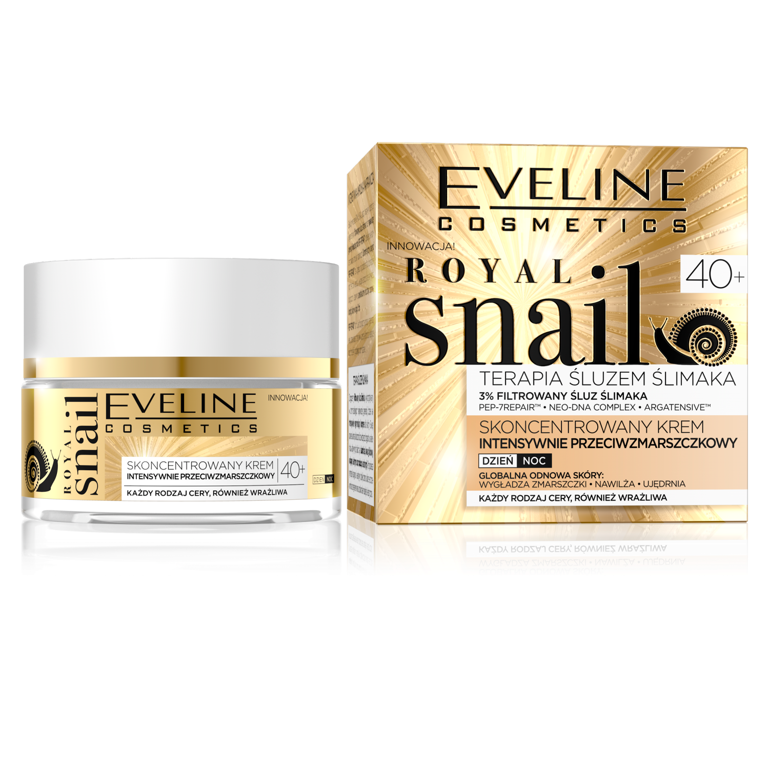 Nieznana Eveline Cosmetics Royal Snail 40+, krem intensywnie przeciwzmarszczkowy na dzień i na noc, 50 ml