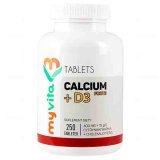 MyVita, Calcium + witamina D3 FORTE, wapń (cytrynian wapnia), 250 tabletek - miniaturka zdjęcia produktu