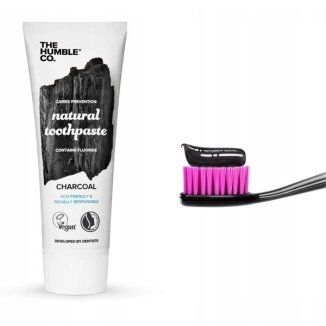 Humble Brush, pasta do zębów węglowa, z fluorem, 75 ml - 2 Humble Brush, pasta do zębów węglowa, z fluorem, 75 ml - 2 - zdjęcie produktu