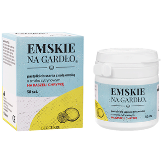 Emskie Na Gardło, pastylki do ssania z solą emską, bez cukru, smak cytrynowy, 30 sztuk - zdjęcie produktu