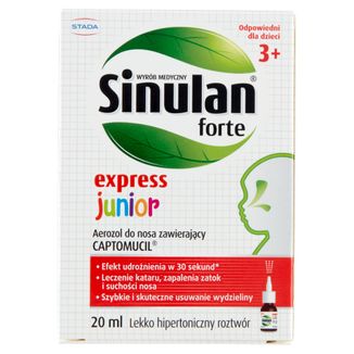 Sinulan Express Forte Junior, aerozol do nosa dla dzieci od 3 roku życia, 20 ml - zdjęcie produktu