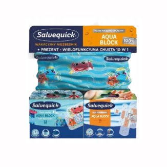 Plastry Salvequick, Aqua Block Kids, 12 sztuk + Plastry Salvequick, Aqua Block, 16 sztuk + chusta w prezencie - zdjęcie produktu