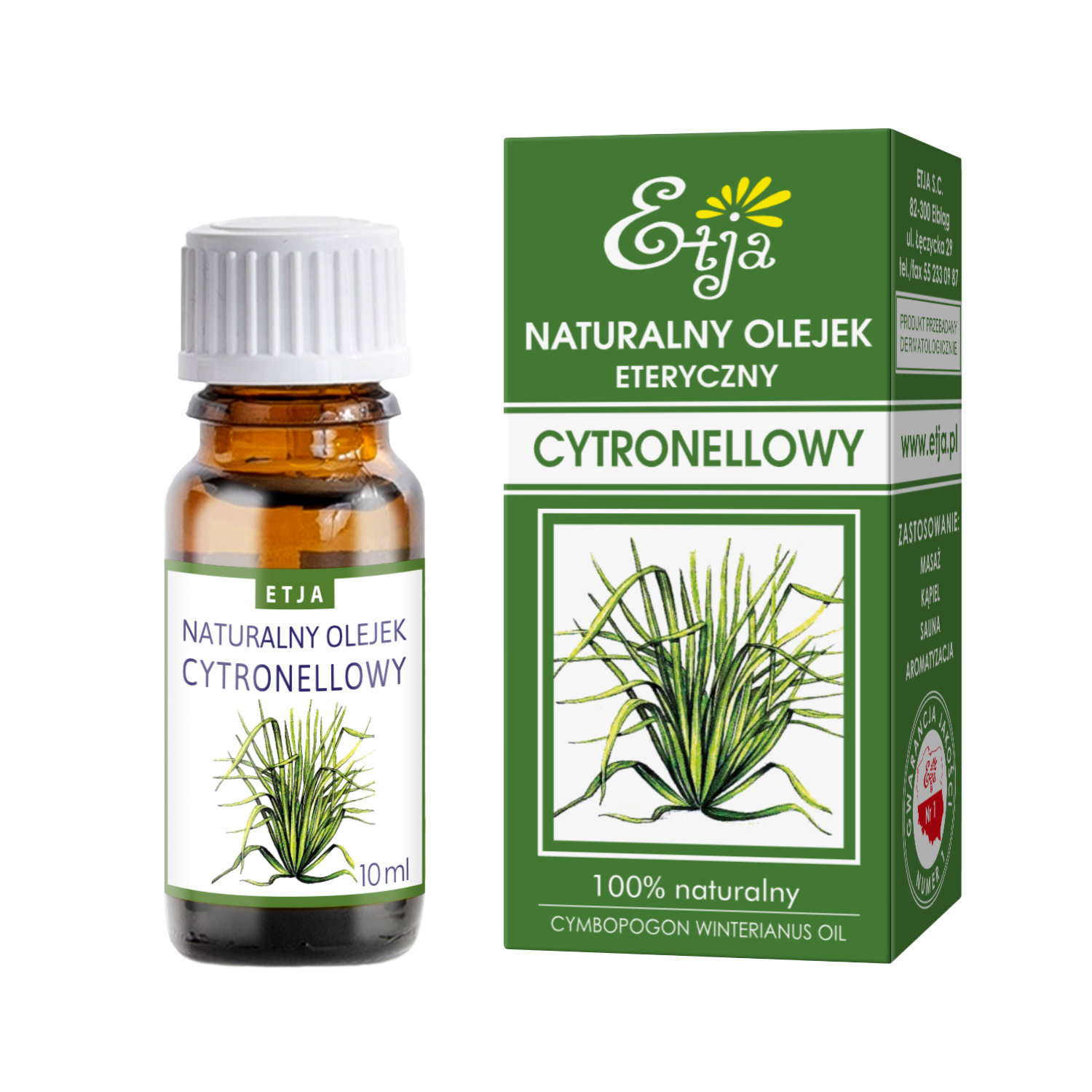 Nieznana Etja, olejek eteryczny cytronellowy, 10 ml