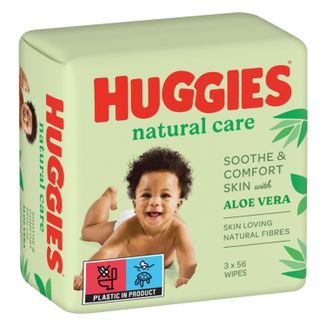 Huggies Natural Care, chusteczki nawilżane, 3 x 56 sztuk - zdjęcie produktu