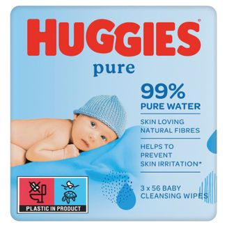 Huggies Pure, chusteczki nawilżane dla niemowląt, 3 x 56 sztuk - zdjęcie produktu