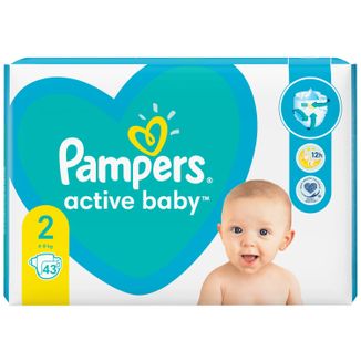 Pampers Active Baby, pieluchy, rozmiar 2, 4-8 kg, 43 sztuk - zdjęcie produktu