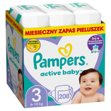 Pampers Active Baby, pieluchy, rozmiar 3, 6-10 kg, 208 sztuk - miniaturka zdjęcia produktu