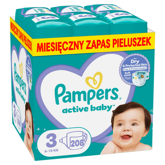 Pampers Active Baby 3 (6-10 kg), pieluchy, 208 sztuk - zdjęcie produktu