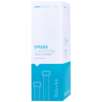 SEMA Protect, opaska elastyczna z 2 zapinkami, 12 cm x 5 m, 1 sztuka USZKODZONE OPAKOWANIE - zdjęcie produktu
