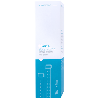 SEMA Protect, opaska elastyczna z 2 zapinkami, 15 cm x 5 m, 1 sztuka USZKODZONE OPAKOWANIE - zdjęcie produktu