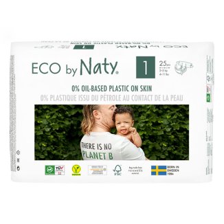 Eco By Naty, Ekologiczne pieluszki jednorazowe rozmiar 1, 2-5 kg, 25 sztuk - zdjęcie produktu