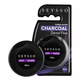 Seysso Carbon, nić dentystyczna z aktywnym węglem, woskowana, miętowa, 40 m - zdjęcie produktu