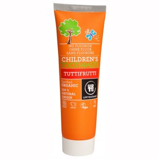 Urtekram, Tuttifrutti, pasta do zębów dla dzieci, bez fluoru, 75 ml - zdjęcie produktu