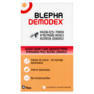 Blephademodex, chusteczki do higieny powiek, jałowe, 30 sztuk - zdjęcie produktu