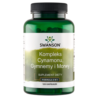 Swanson Cinnamon Gymnema Mulberry Complex, cynamon, gymnema i morwa, 120 kapsułek - zdjęcie produktu