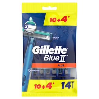 Gillette Blue II Plus, maszynki do golenia jednorazowe, 10 sztuk + 4 sztuki - zdjęcie produktu