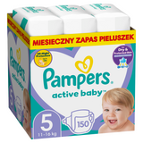 Pampers Active Baby, pieluchy, rozmiar 5, 11-16 kg, 150 sztuk USZKODZONE OPAKOWANIE - miniaturka zdjęcia produktu