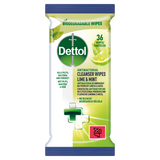Dettol, antybakteryjne i drożdżakobójcze chusteczki do mycia i dezynfekcji powierzchni, limonka i miętą, 36 sztuk - miniaturka zdjęcia produktu