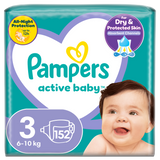 Pampers Active Baby, pieluchy, rozmiar 3, 6-10 kg, 152 sztuki - miniaturka zdjęcia produktu