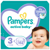 Pampers Active Baby, pieluchy, rozmiar 3, 6-10 kg, 152 sztuki - miniaturka zdjęcia produktu