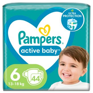 Pampers Active Baby, pieluchy rozmiar 6, 13-18 kg, 44 sztuki - zdjęcie produktu