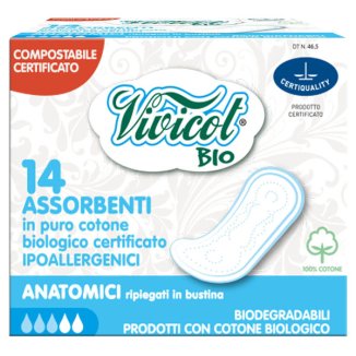 Vivicot Bio, podpaski z organicznej bawełny, anatomiczne, kompostowalne, 14 sztuk - zdjęcie produktu