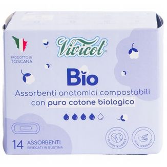 Vivicot Bio Anatomic, podpaski higieniczne, z organicznej bawełny, ultracienkie, 14 sztuk - zdjęcie produktu