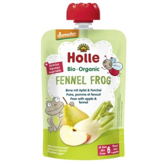 Holle, Mus owocowy w tubce, Fennel Frog, gruszka, jabłko, koper włoski BIO, od 6 miesiąca, 100 g KRÓTKA DATA - zdjęcie produktu