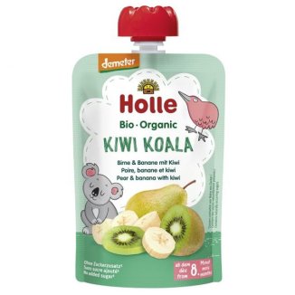 Holle, Mus owocowy w tubce, Kiwi Koala, gruszka, banan z kiwi, po 8 miesiącu, 100 g - zdjęcie produktu