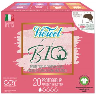 Vivicot Bio, wkładki higieniczne, z organicznej bawełny, składane, 20 sztuk - zdjęcie produktu