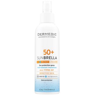 Dermedic Sunbrella, spray ochronny, SPF 50+, 150 ml USZKODZONE OPAKOWANIE Dermedic Sunbrella, spray ochronny, SPF 50+, 150 ml USZKODZONE OPAKOWANIE - zdjęcie produktu