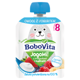 BoboVita JogoMi! Owoce z jogurtem w tubce, truskawki, maliny, 80 g - miniaturka zdjęcia produktu