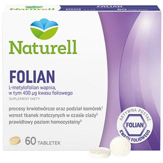 Naturell Folian, kwas foliowy 400 µg, 60 tabletek USZKODZONE OPAKOWANIE - zdjęcie produktu