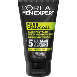 L'Oreal Men Expert Pure Charcoal, żel do mycia twarzy przeciw niedoskonałościom, 100 ml - zdjęcie produktu