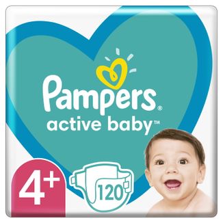 Pampers Active Baby, pieluchy, rozmiar 4+, 10-15 kg, 120 sztuk - zdjęcie produktu