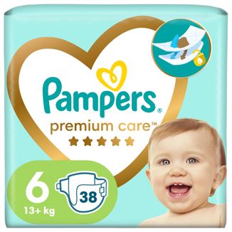 Pampers Premium Care, pieluchy, rozmiar 6, od 13 kg, 38 sztuk - zdjęcie produktu