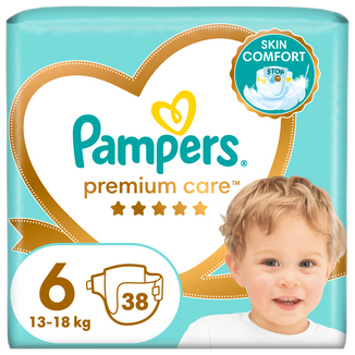 Pampers Premium Care, pieluchy, rozmiar 6, od 13 kg, 38 sztuk - zdjęcie produktu