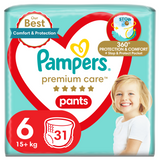 Pampers Premium Care Pants, pieluchomajtki, rozmiar 6, 15+ kg, 31 sztuk - miniaturka zdjęcia produktu