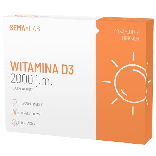 SEMA Lab Witamina D3 2000 j.m., 60 kapsułek miękkich cena Apteka