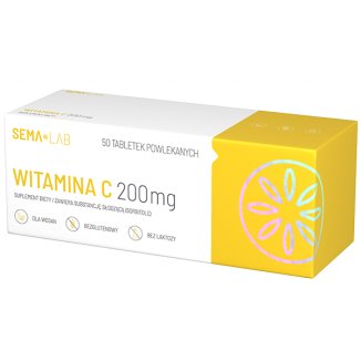 SEMA Lab Witamina C 200 mg, 50 tabletek powlekanych - zdjęcie produktu