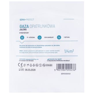 SEMA Protect, gaza jałowa, 17-nitkowa, 1/4 m2, 1 sztuka - zdjęcie produktu