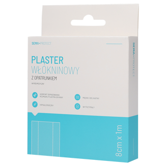 SEMA Protect, plaster włókninowy z opatrunkiem, 8 cm x 1 m, 1 sztuka USZKODZONE OPAKOWANIE - zdjęcie produktu