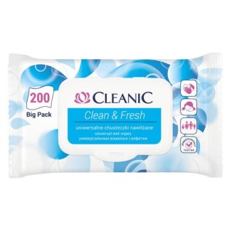 Cleanic Clean&Fresh, uniwersalne chusteczki nawilżane, 200 sztuk - zdjęcie produktu