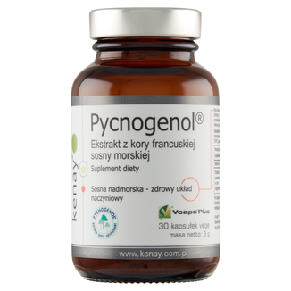 Kenay Pycnogenol, ekstrakt z kory francuskiej sosny nadmorskiej, 30 kapsułek wege - zdjęcie produktu