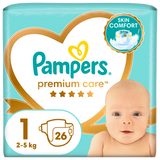 Pampers Premium Care, pieluchy rozmiar 1, 2-5 kg, 26 sztuk - miniaturka zdjęcia produktu