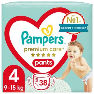 Pampers Premium Care Pants, pieluchomajtki, rozmiar 4, 9-15 kg, 38 sztuk - zdjęcie produktu